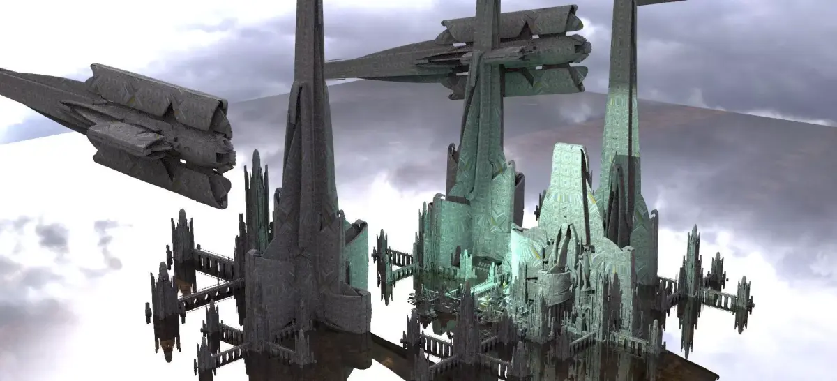 Sci Fi spaceport 1 Kitbash 3D model