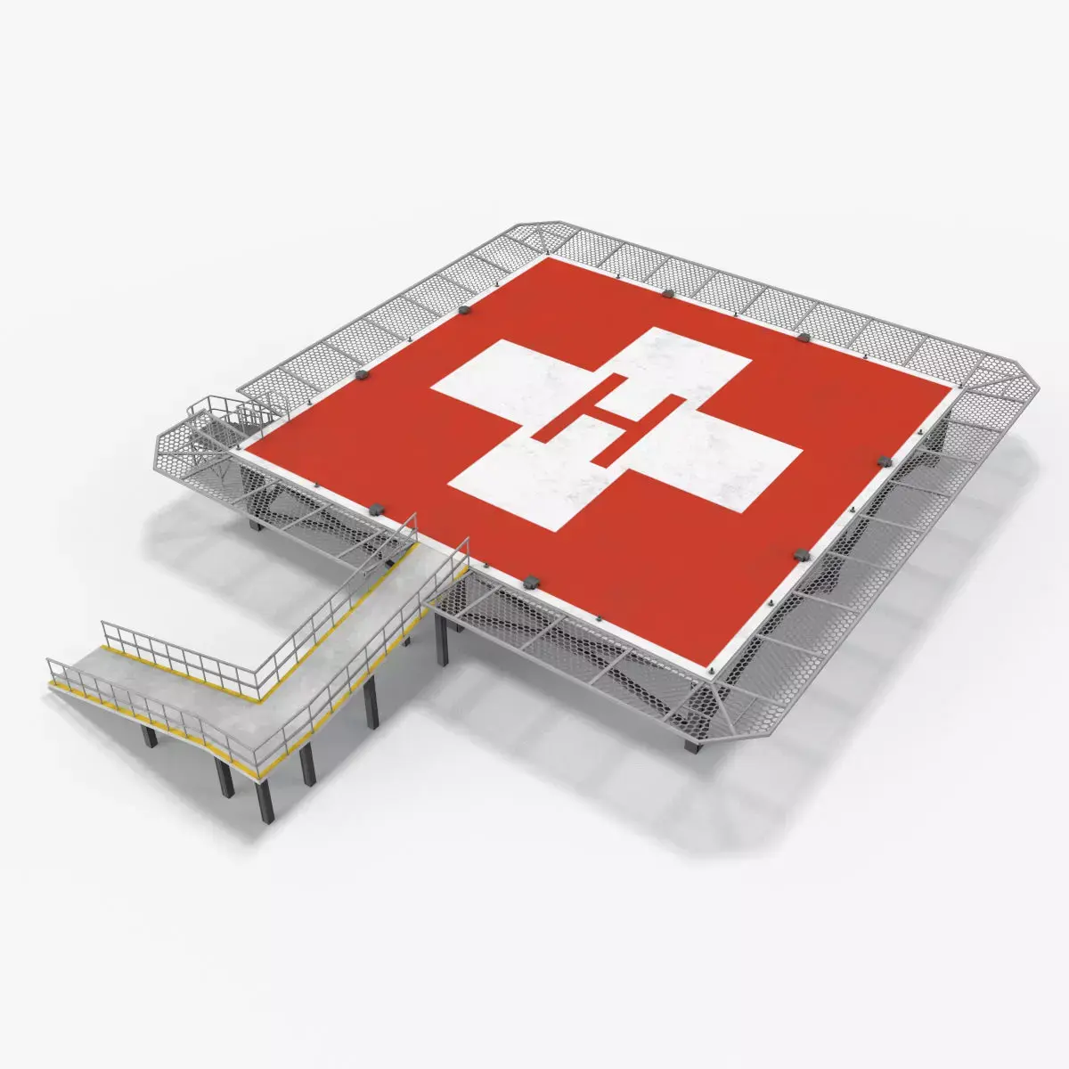 Helipad Hospital --319-- Low-poly 3D model