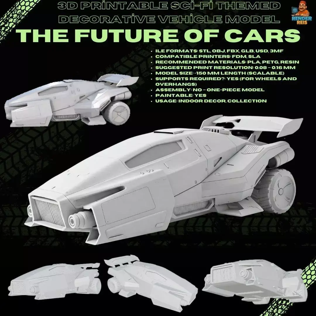 3D Printable Sci Fi Themed Decorative Vehicle Model 3D print model