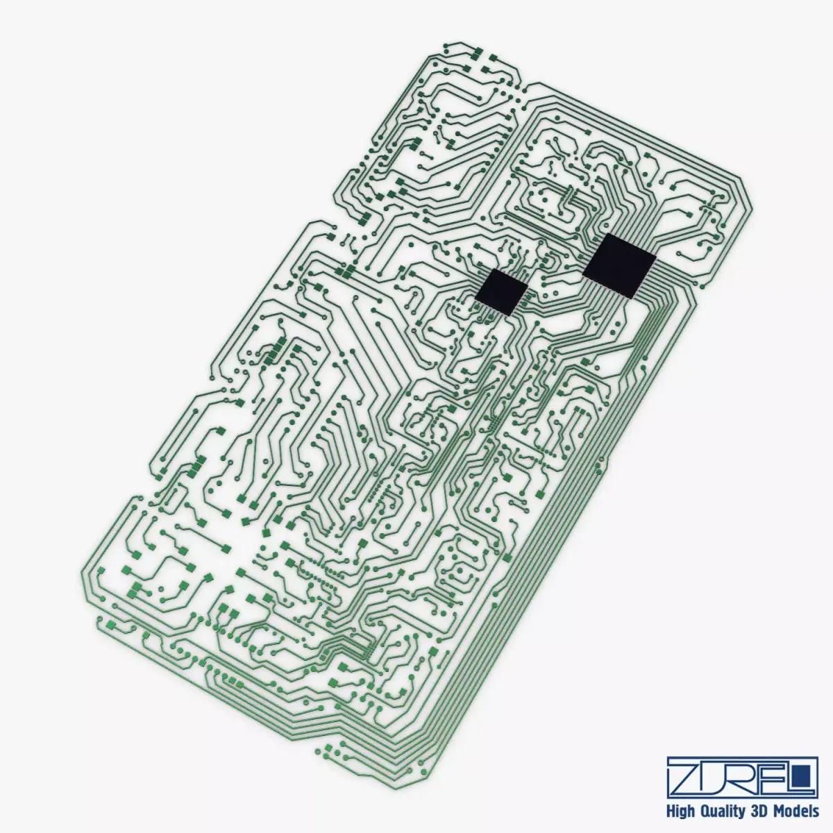 Electronic circuit board v 2 Low-poly 3D model