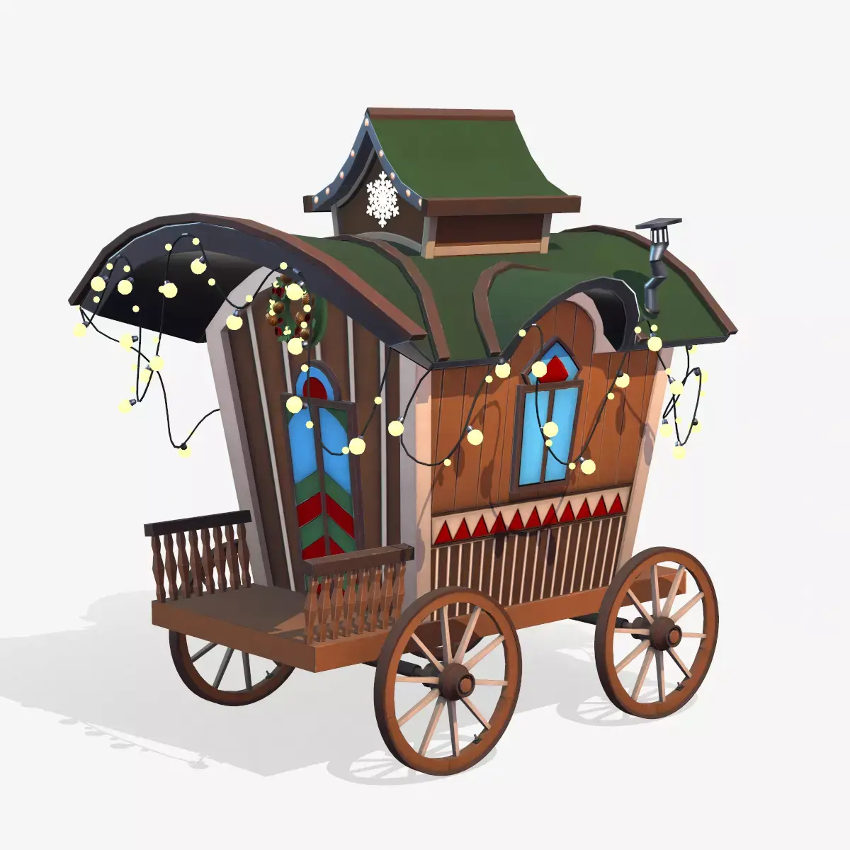 Christmas Trailer Low-poly 3D model