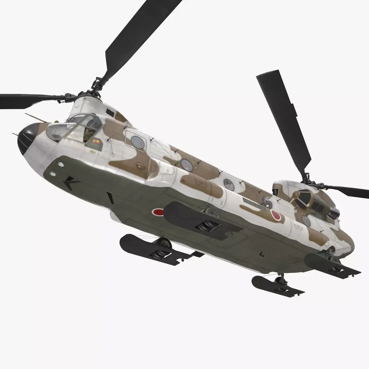  CH-47J Chinook JGSDF Winter Basic Animation Low-poly 3D model