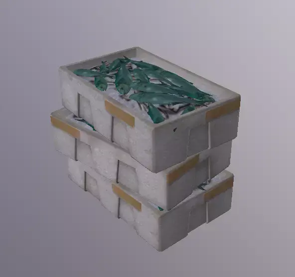 Polystyrene box with fish 02 Low-poly 3D model