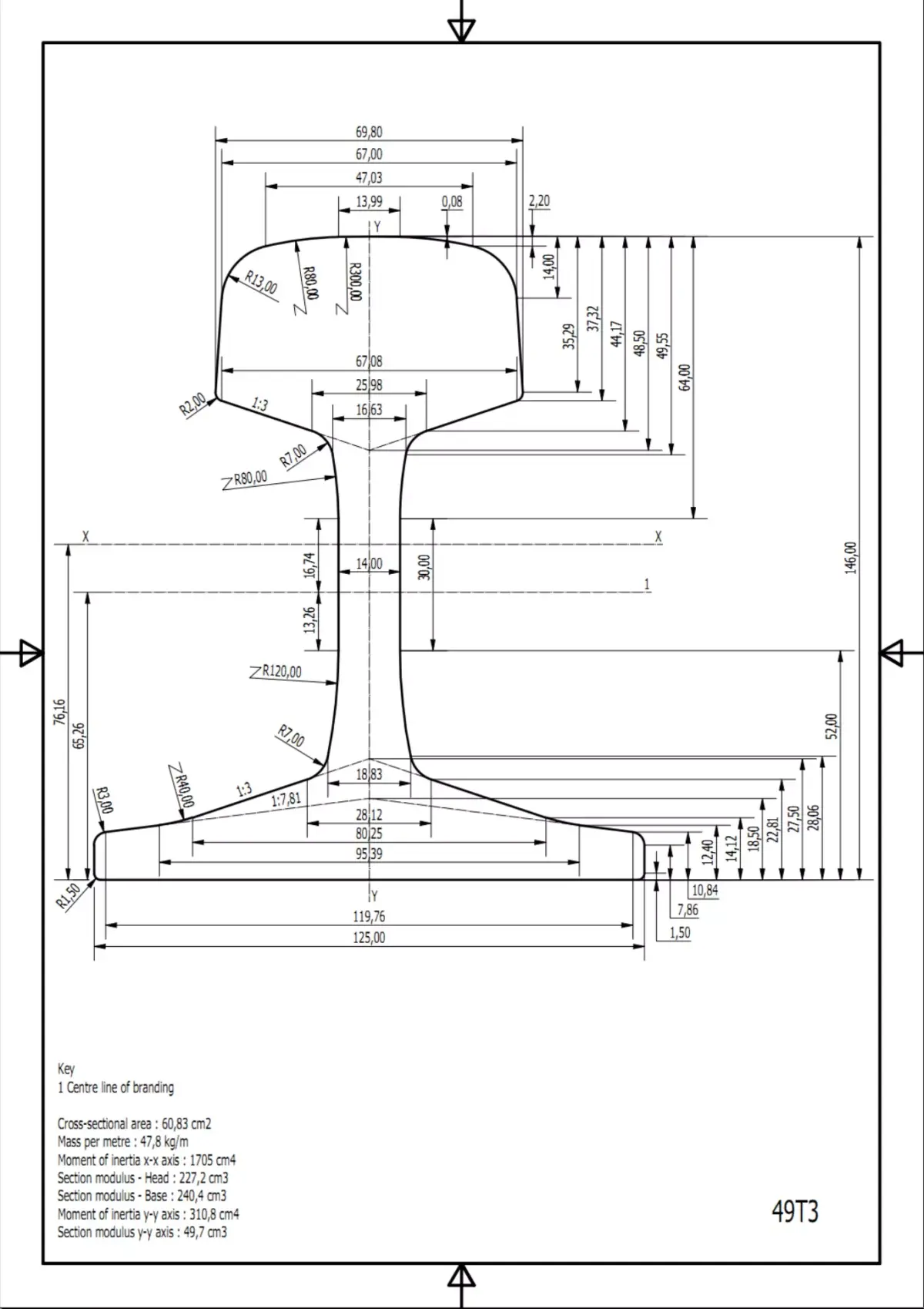 British Standard-EN13674 49E3 rail 3D model