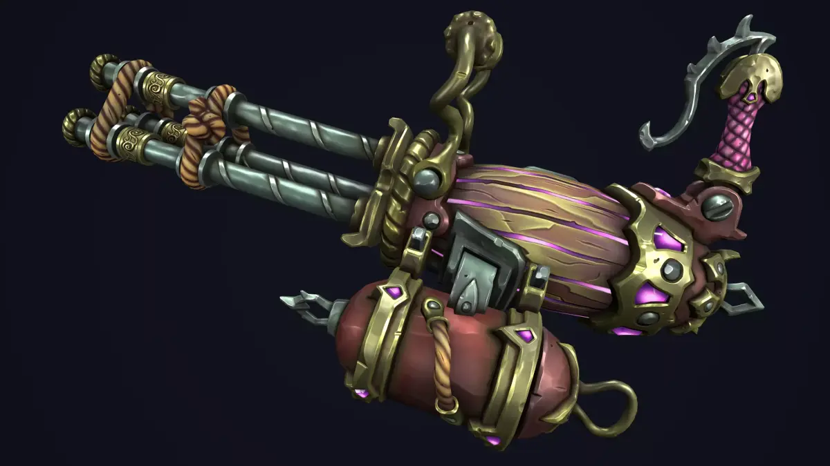 Fantasy pirate minigun Low-poly 3D model