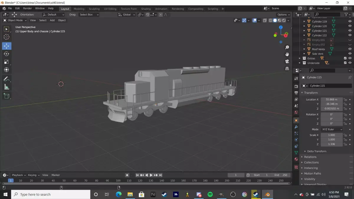 EMD SD40-2 30K Poly Count Low-poly 3D model