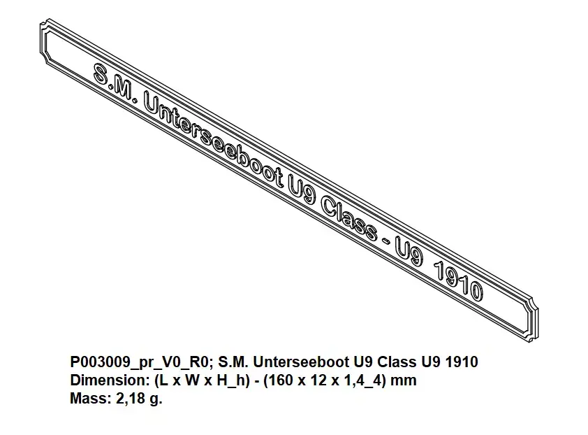 Nameplate - SM Unterseeboot U9 Class U9 1910 3D print model