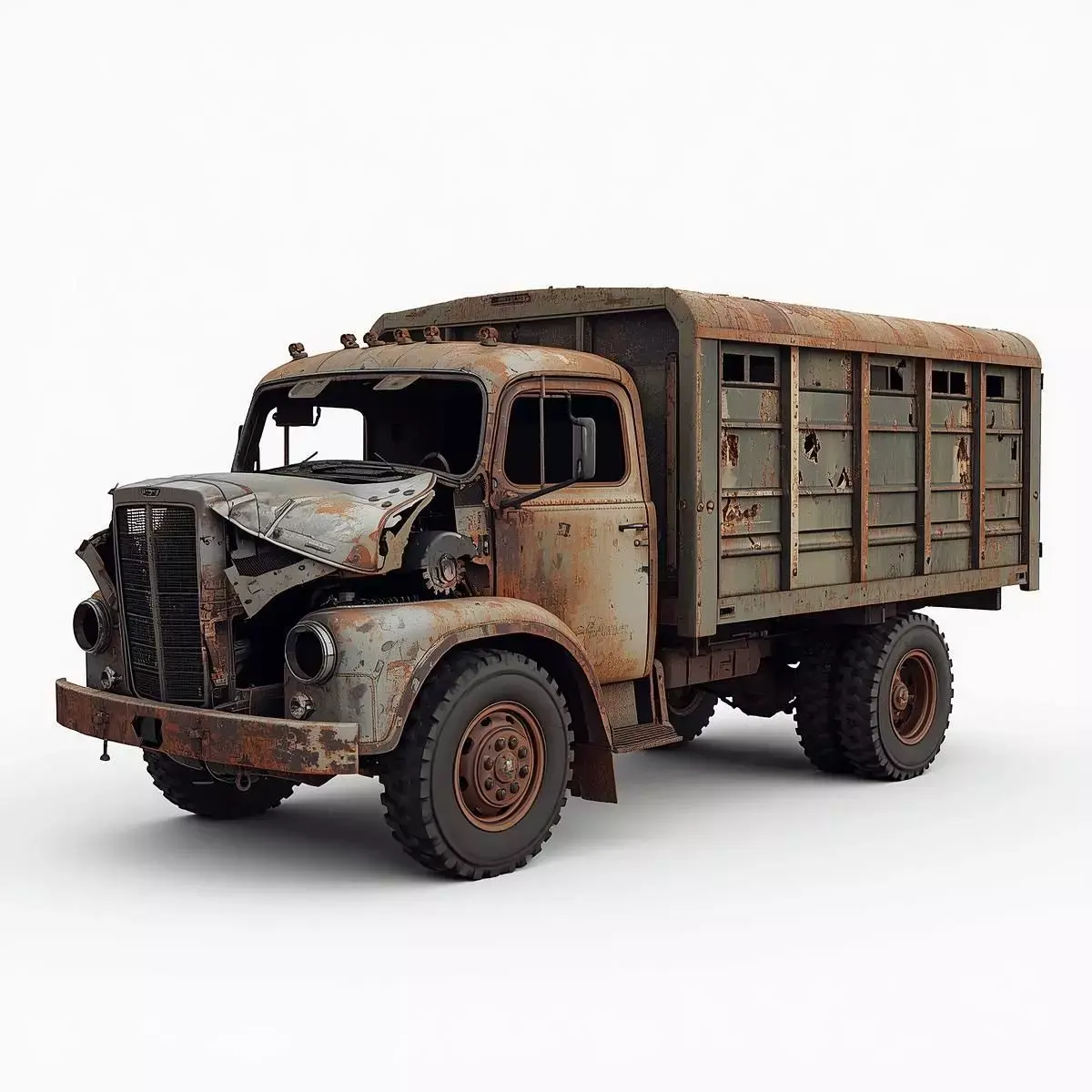 Rusted Old Cargo Truck 3D Model Low-poly 3D model