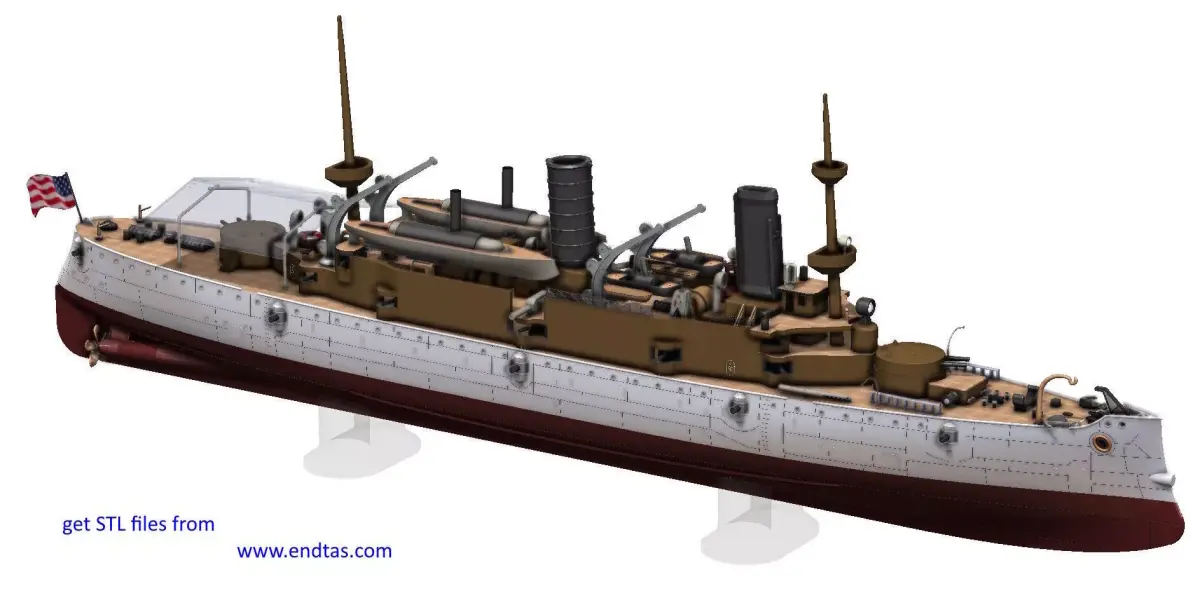 USS Olympia C6 1m RC READY 3D print model