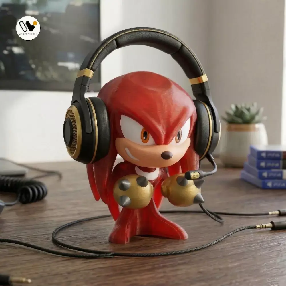 Sonic Knuckles Headset Holder STL  Multi Part 3D print model