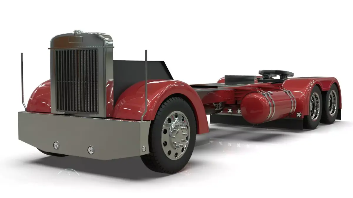 Peterbilt 351LW Chasis LowPoly 3D model air suspension Low-poly 3D model