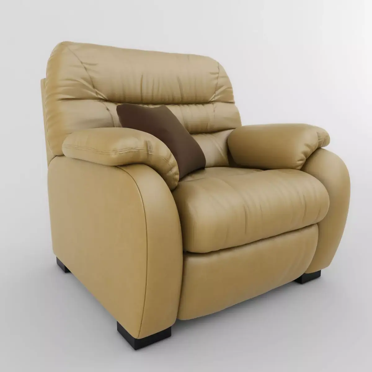 Chair tan leather recliner 3D model