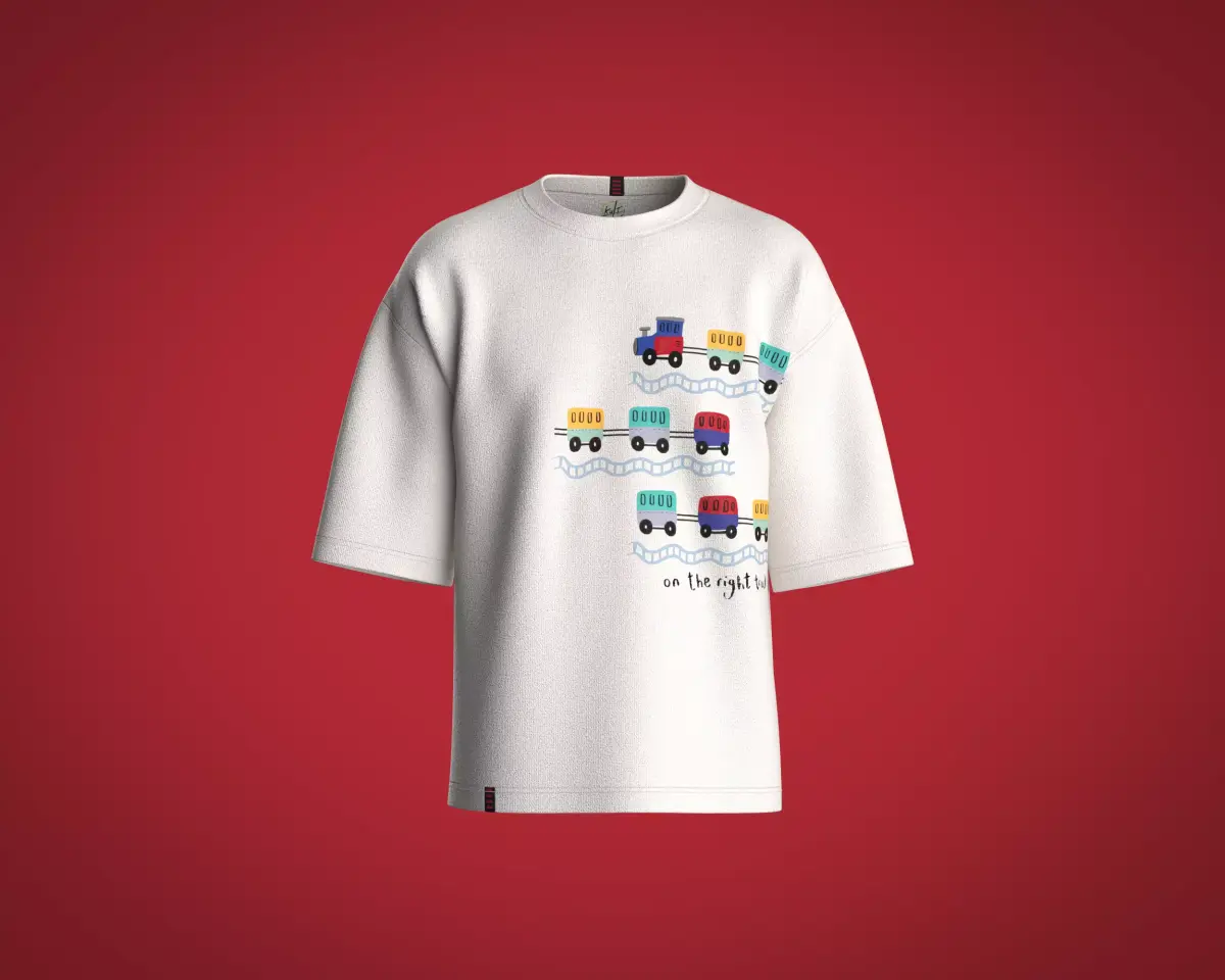 Mens basic oversized t-shirt with train graphic 3D model