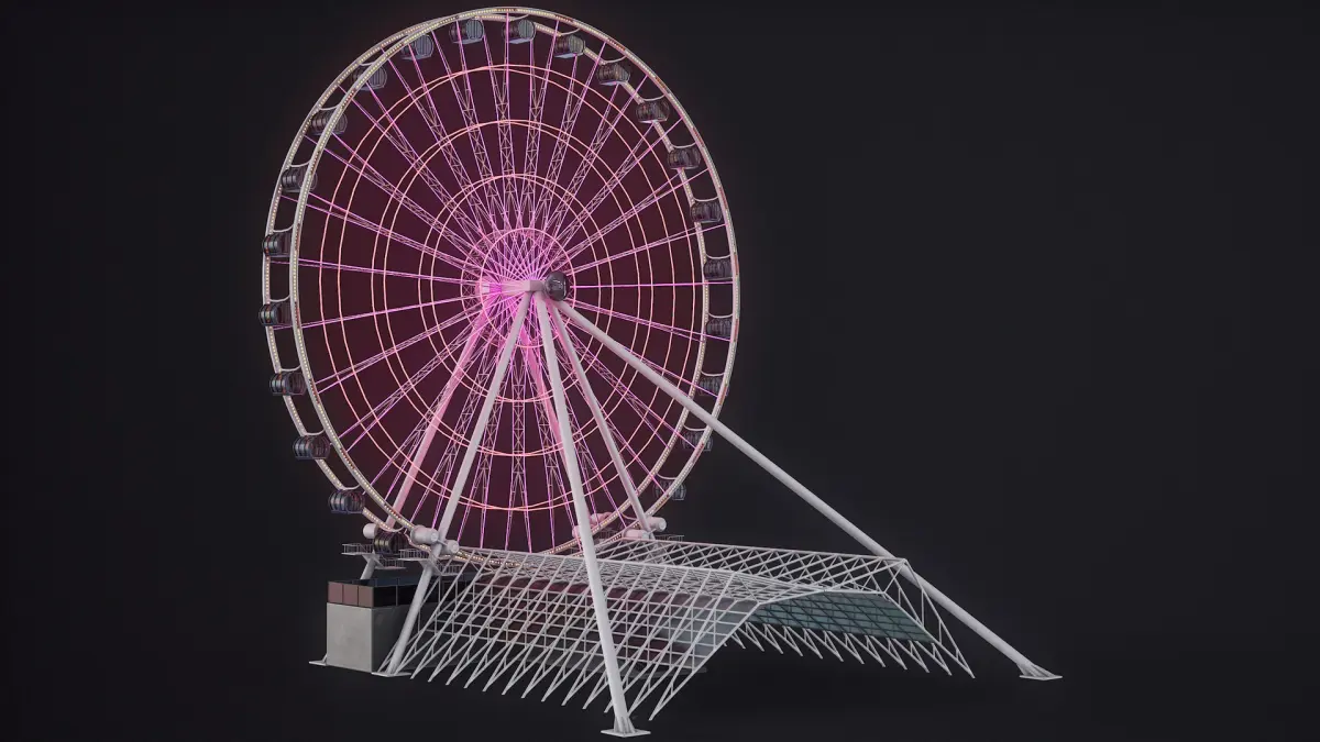 Rigged Ferris Wheel - American Dream PBR 3D model