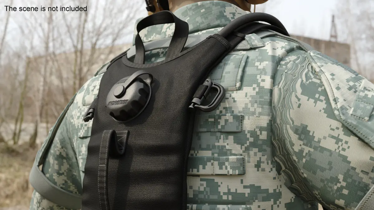 Hydration Backpack Carrier Black Worn Position 3D model