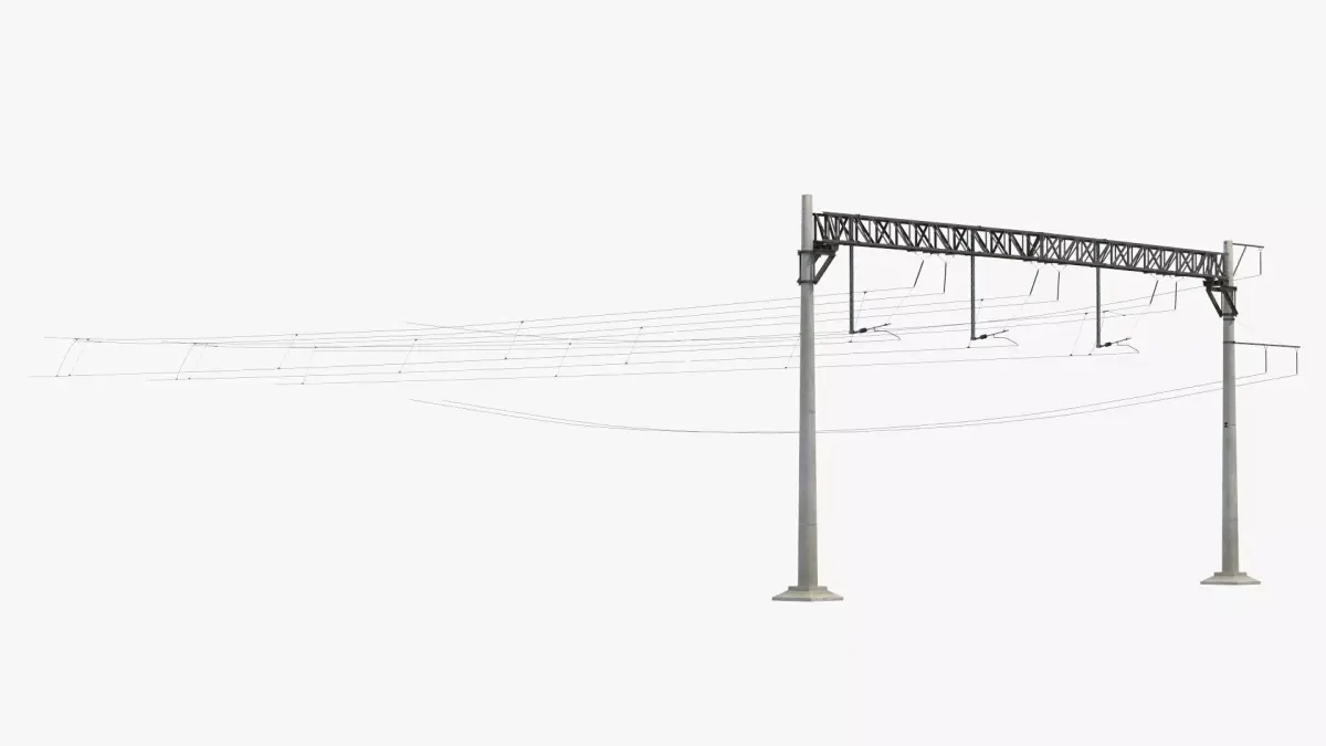 Railway Catenary Pole System Rusty 3D model