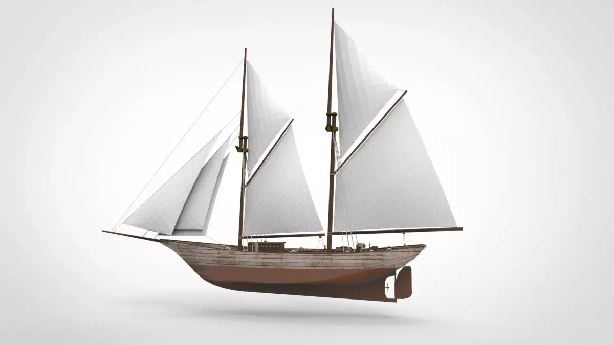 Historical sailing yacht 3D model