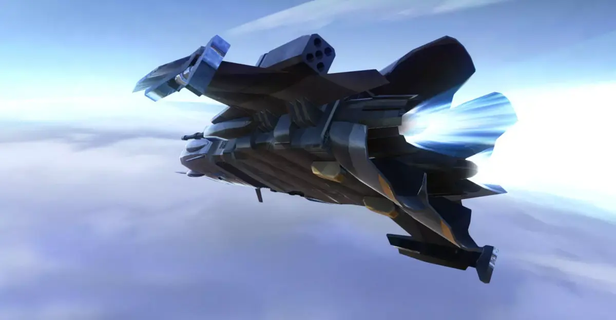 Military Sci-Fi Ship with Crashed Version Low-poly 3D model