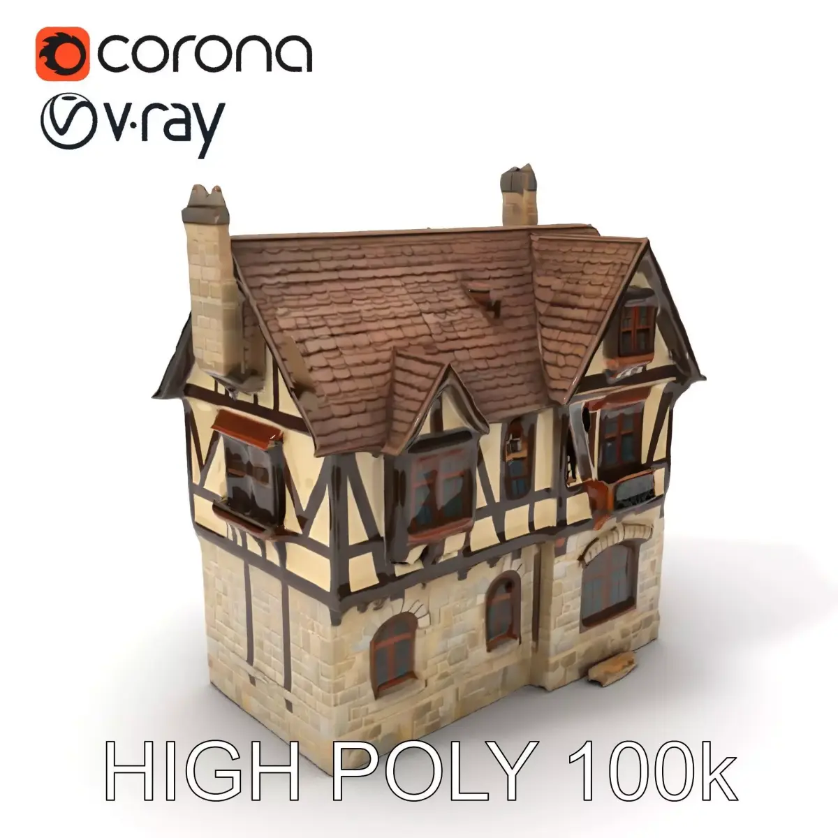 Vintage Tudor House D Model Pack Low-poly 3D model