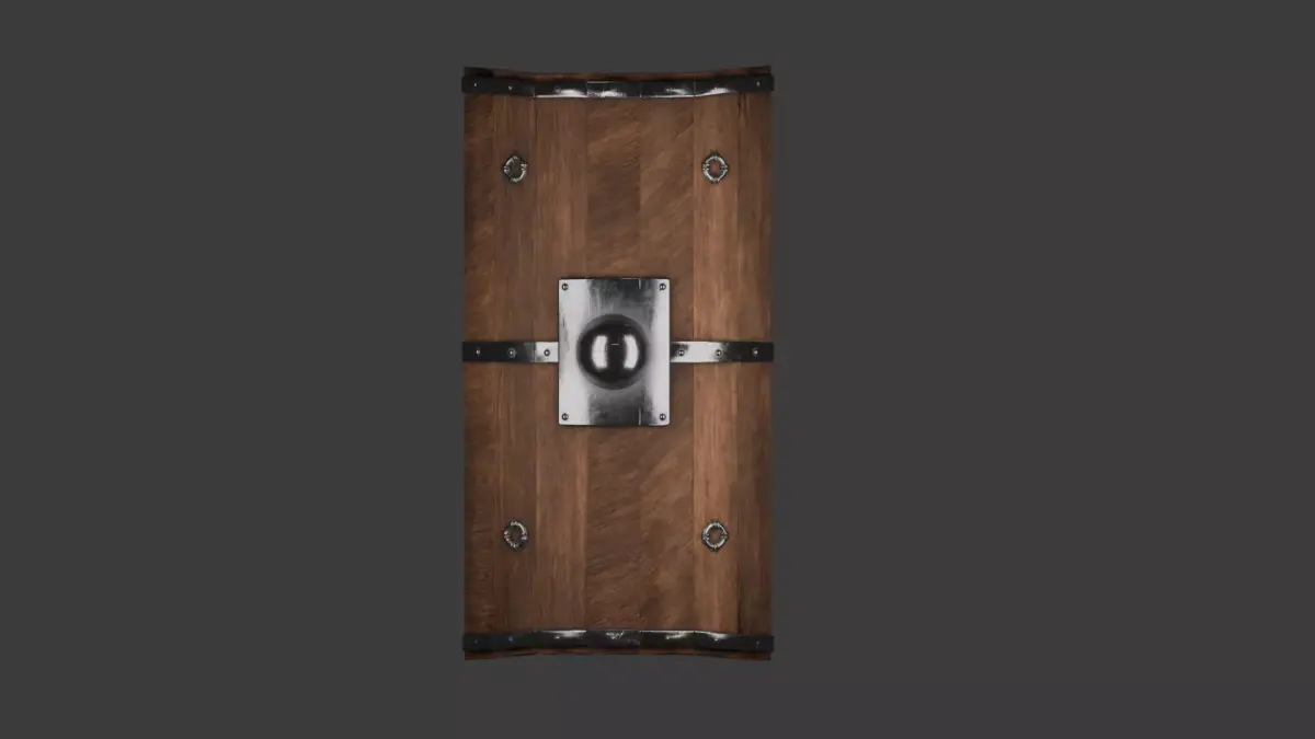 Wooden scutum shield Low-poly 3D model
