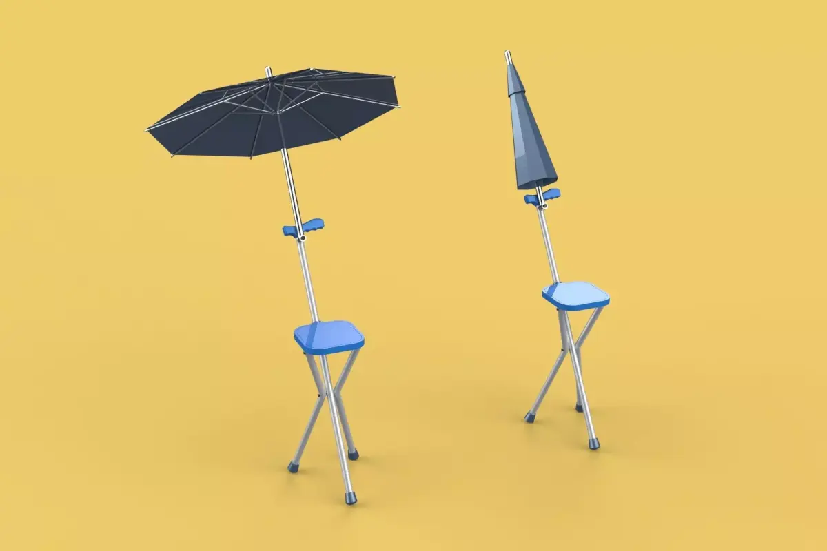 FOLDING CHAIR UMBRELLA POLE STICK CANE WALKING SEAT STOOL CANOPY 3D model