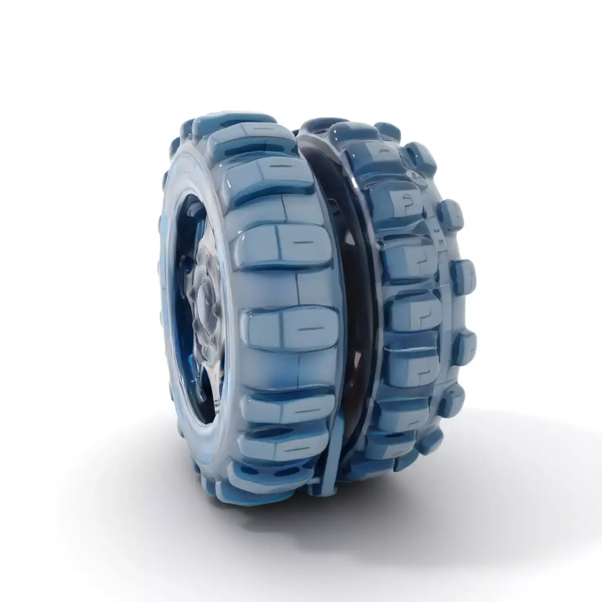 Futuristic HeavyDuty Wheel Model Pack with LED Lights Low-poly 3D model