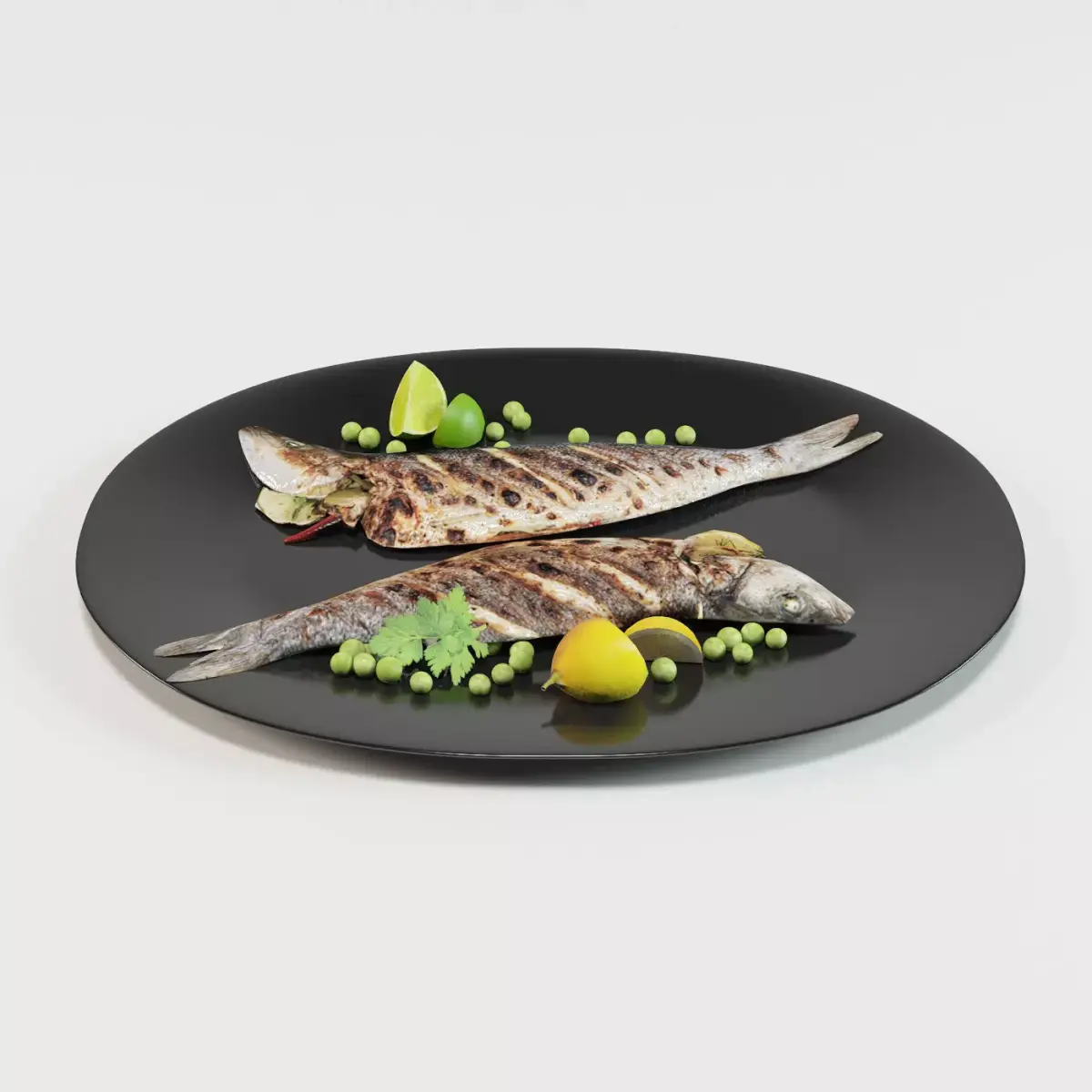 Grilled Whole Fish Low-poly 3D model