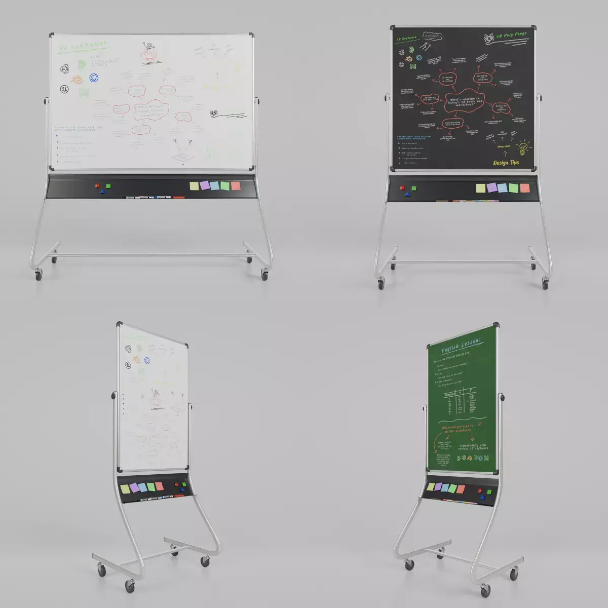 Office Essentials Set - Customizable Double-Sided Writing Boards 3D Model Pack