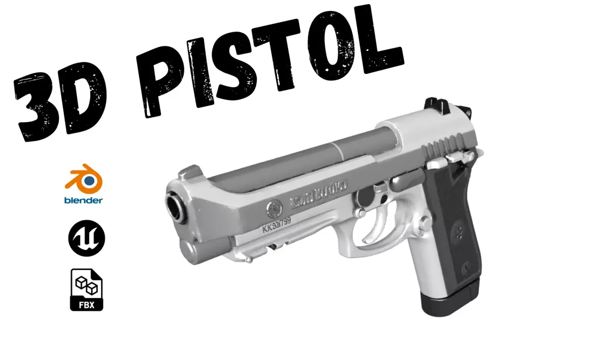 Pistola 3D Branca e Cinza 3D model