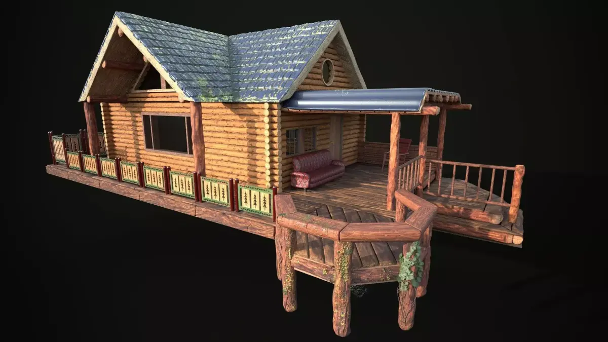 The lake house barn log cabin 3D model 3D model