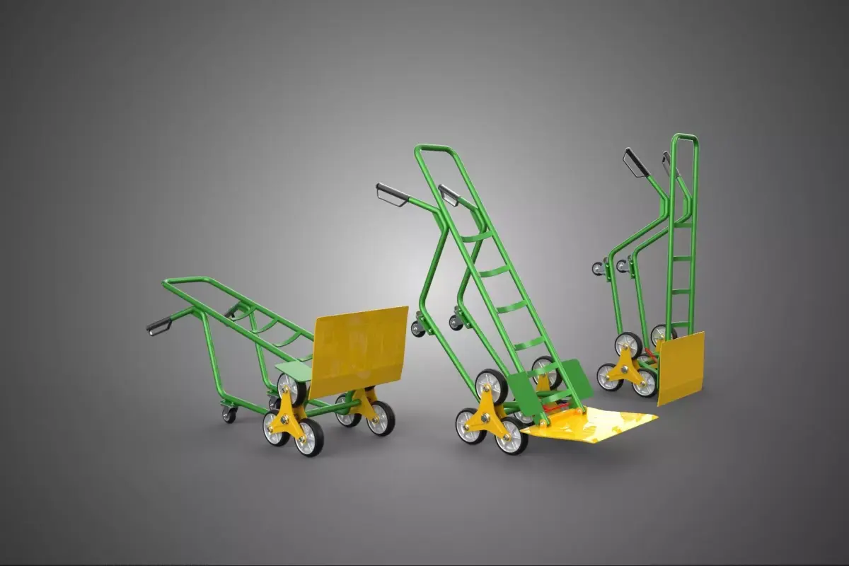 ADJUSTABLE PLATE TOE BASE BED POSITION HAND TRUCK STAIR CLIMBING 3D model