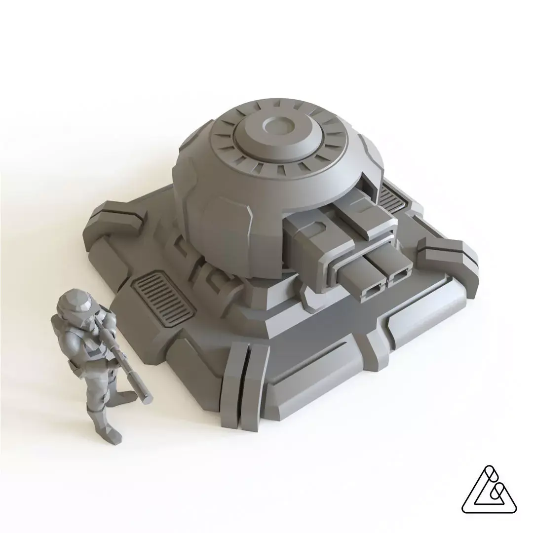 Sci fi turret emplacement for tabletop scenery 3D print model