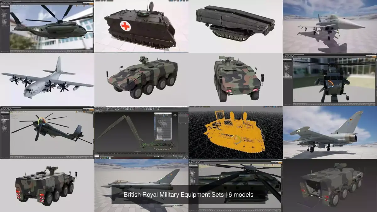 British Royal Military Equipment Sets 3D Model Collection