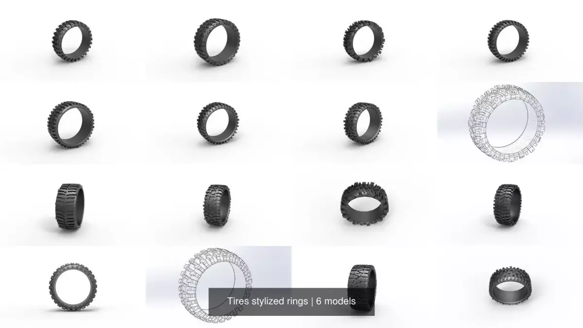 Tires stylized rings 3D Model Pack