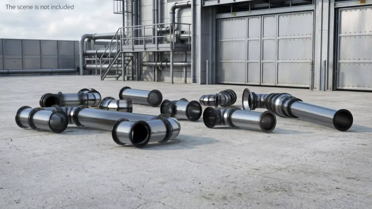 Industrial Stainless Steel Pipe Fittings Set 3D model