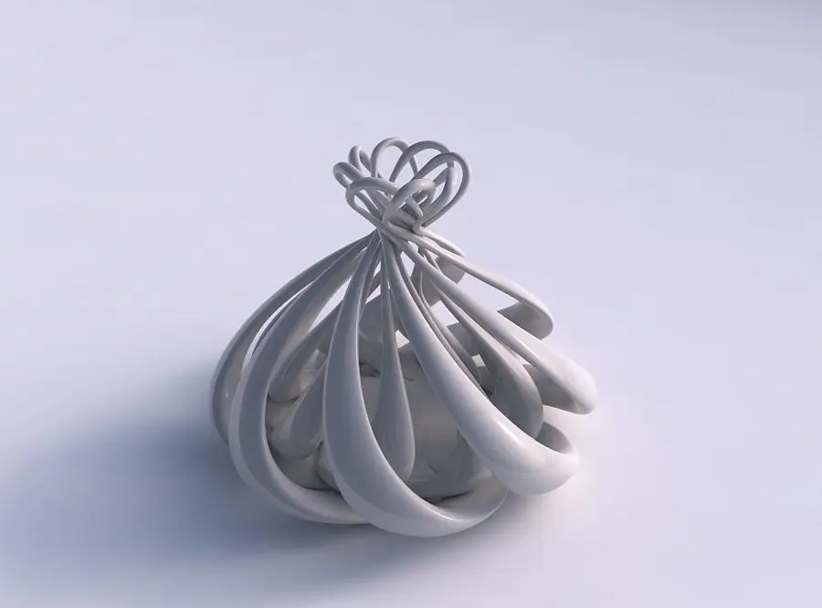 Vase double twisted wide bottom with suqeezed top part tapered 2 3D print model
