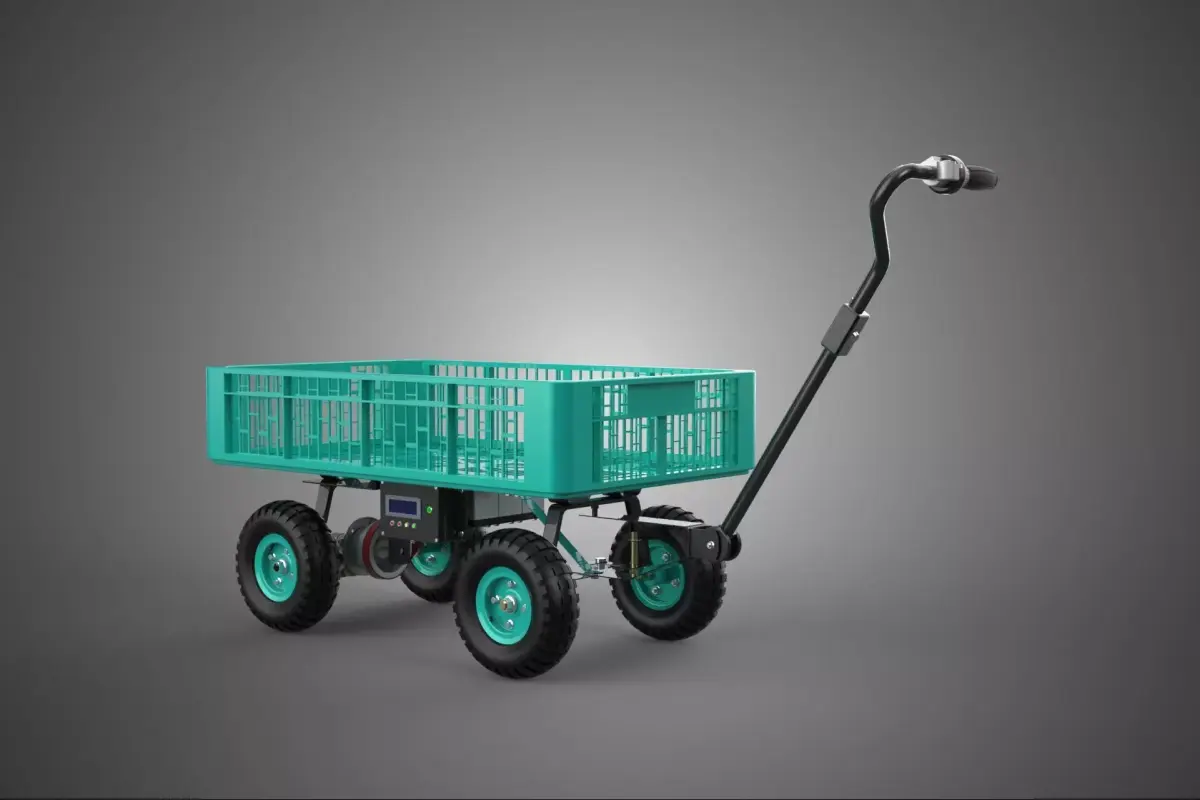SMART BATTERY POWERED UTILITY HAND CART TROLLEY RACK CRATE TRAY 3D model
