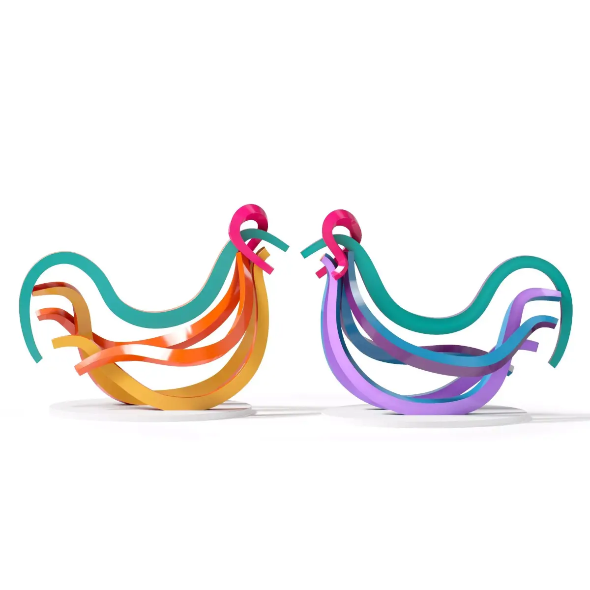 Two Roosters Statue 3D model