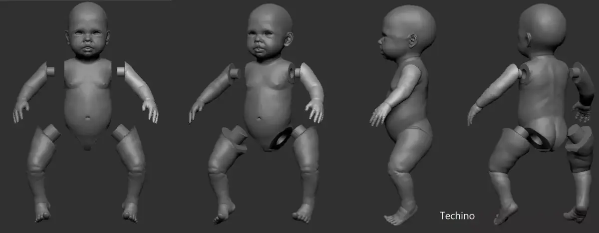 Realistic baby Techino parts separately 3d print 3D print model