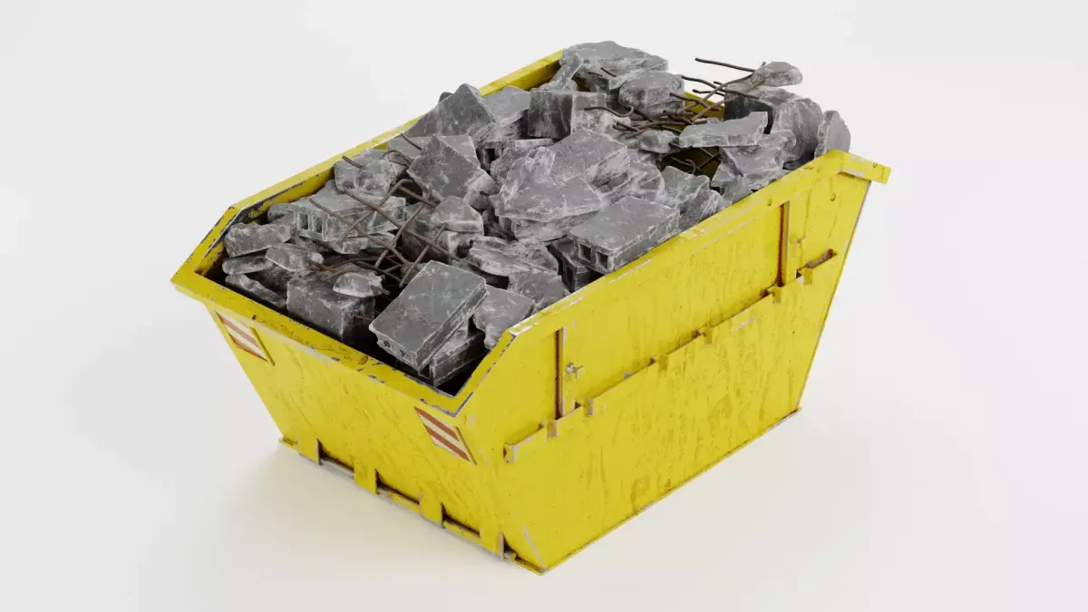 Skip with Waste V1 - Industrial Container with Debris 3D model