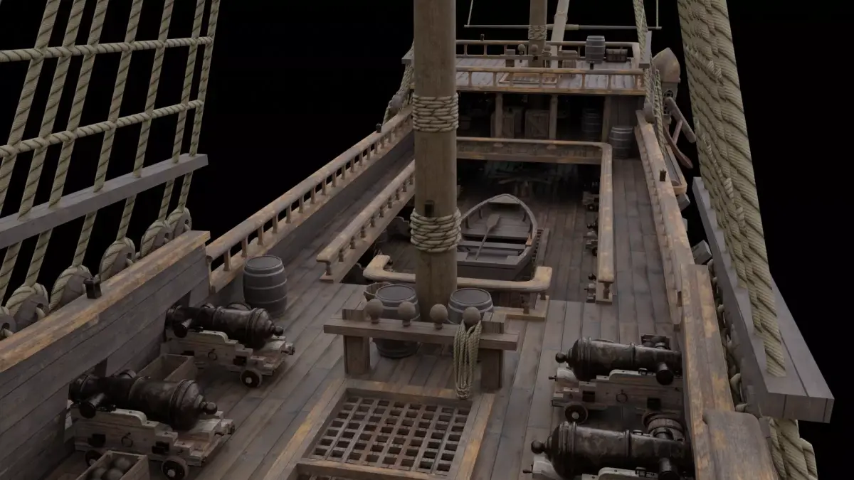 Pirates Ship Galleon Sailing Ship Game-ready Low-poly 3D model