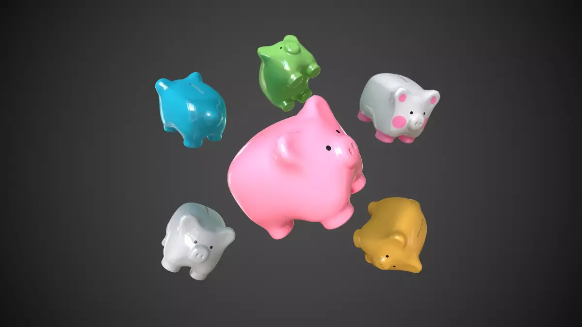 Piggy Bank Ceramic Money Box Low-poly 3D model