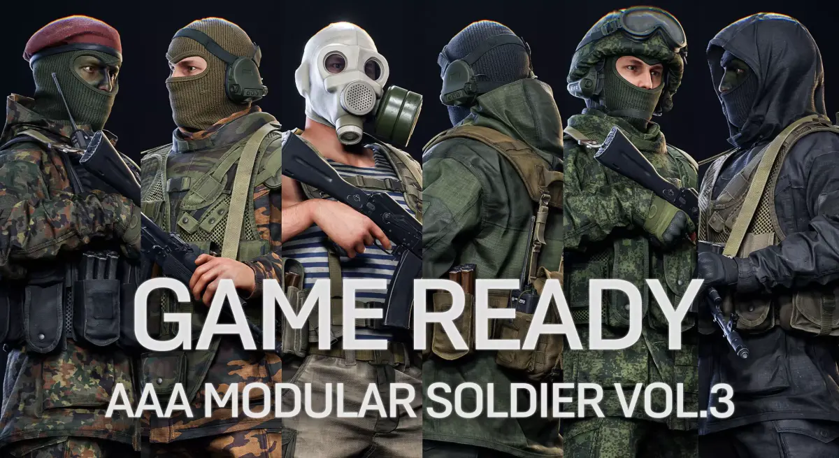 AAA MODULAR SOLDIER PACK Vol3 Low-poly 3D model
