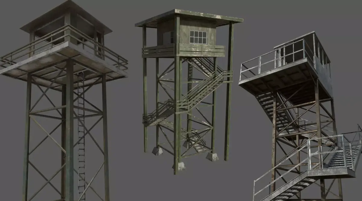 Military Watchtower Pack Low-poly 3D model