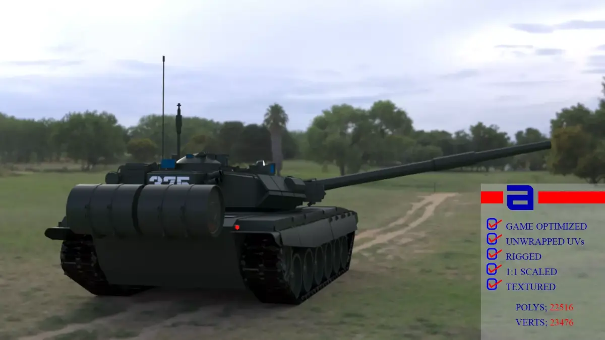 High-Quality T90A Main Battle Tank 3D Model Low-poly 3D model