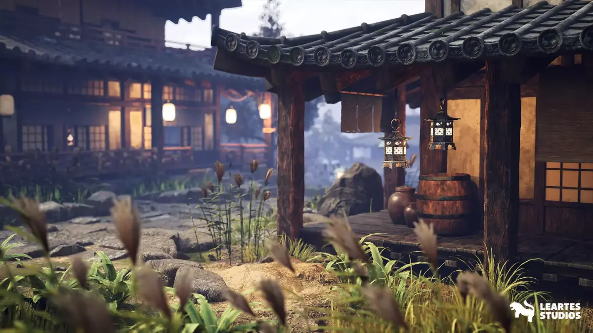 Feudal Japanese Castle Environment Low-poly 3D model