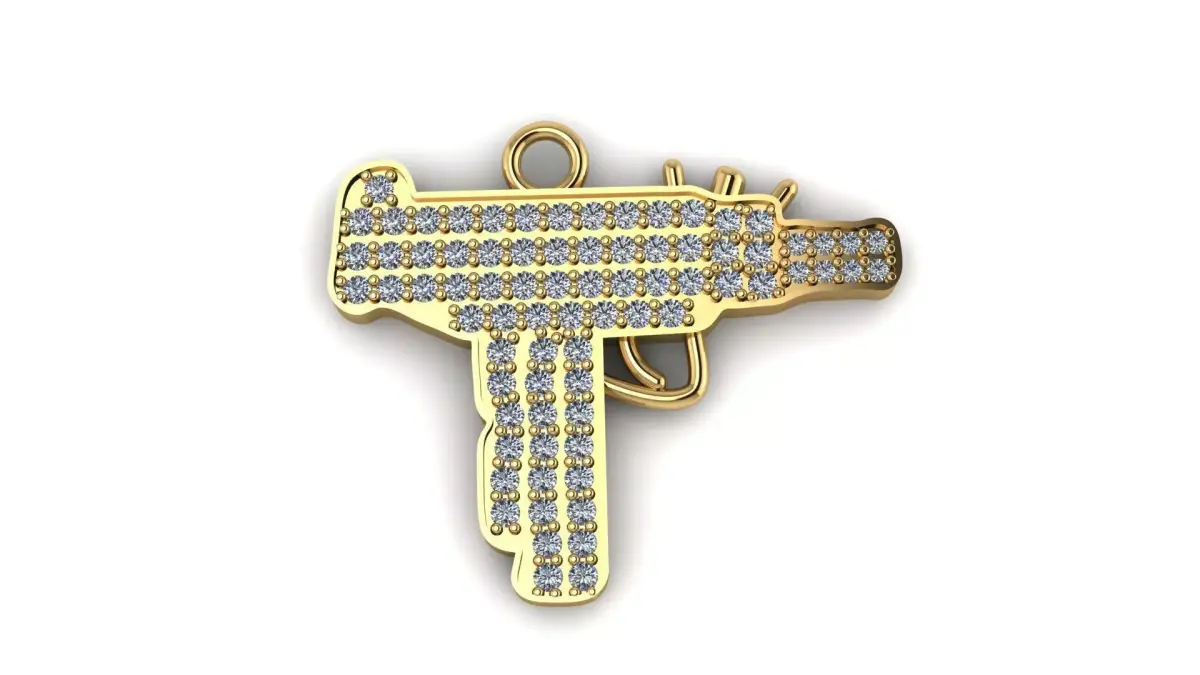 MINI UZI PENDANT with stones 3D print model