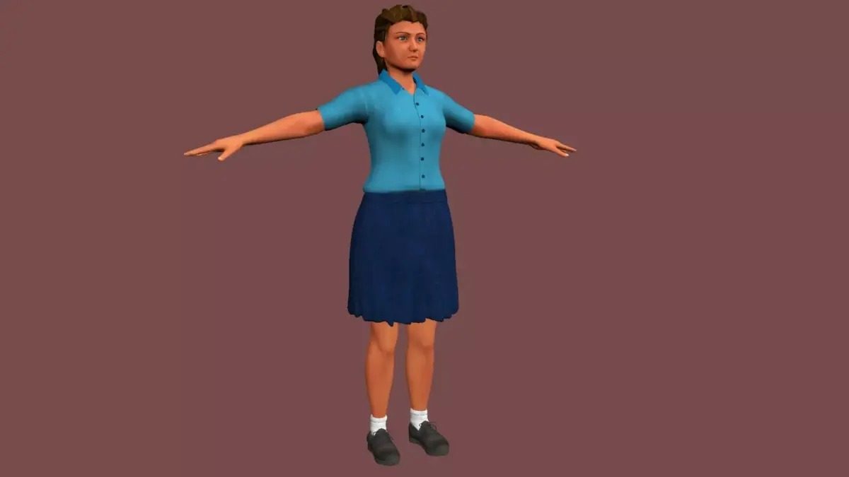 Female Student Rigged and skinned with Blend shapes 3D model