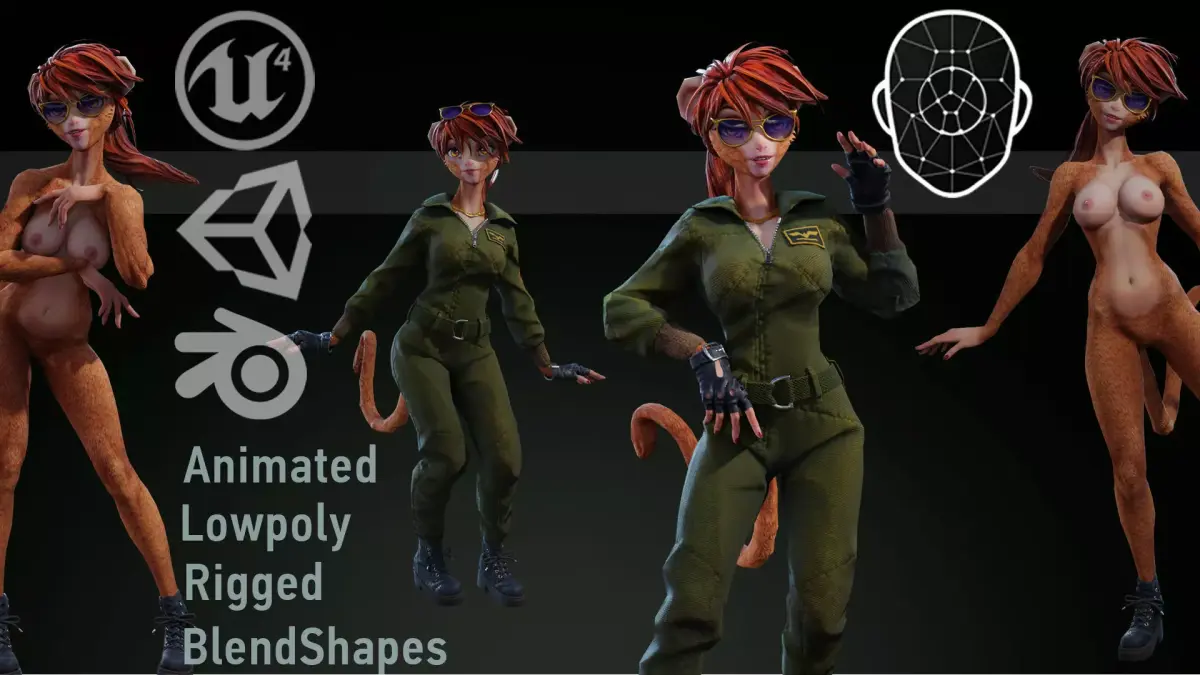 Monkey Girl Arms Trader Low-poly 3D model