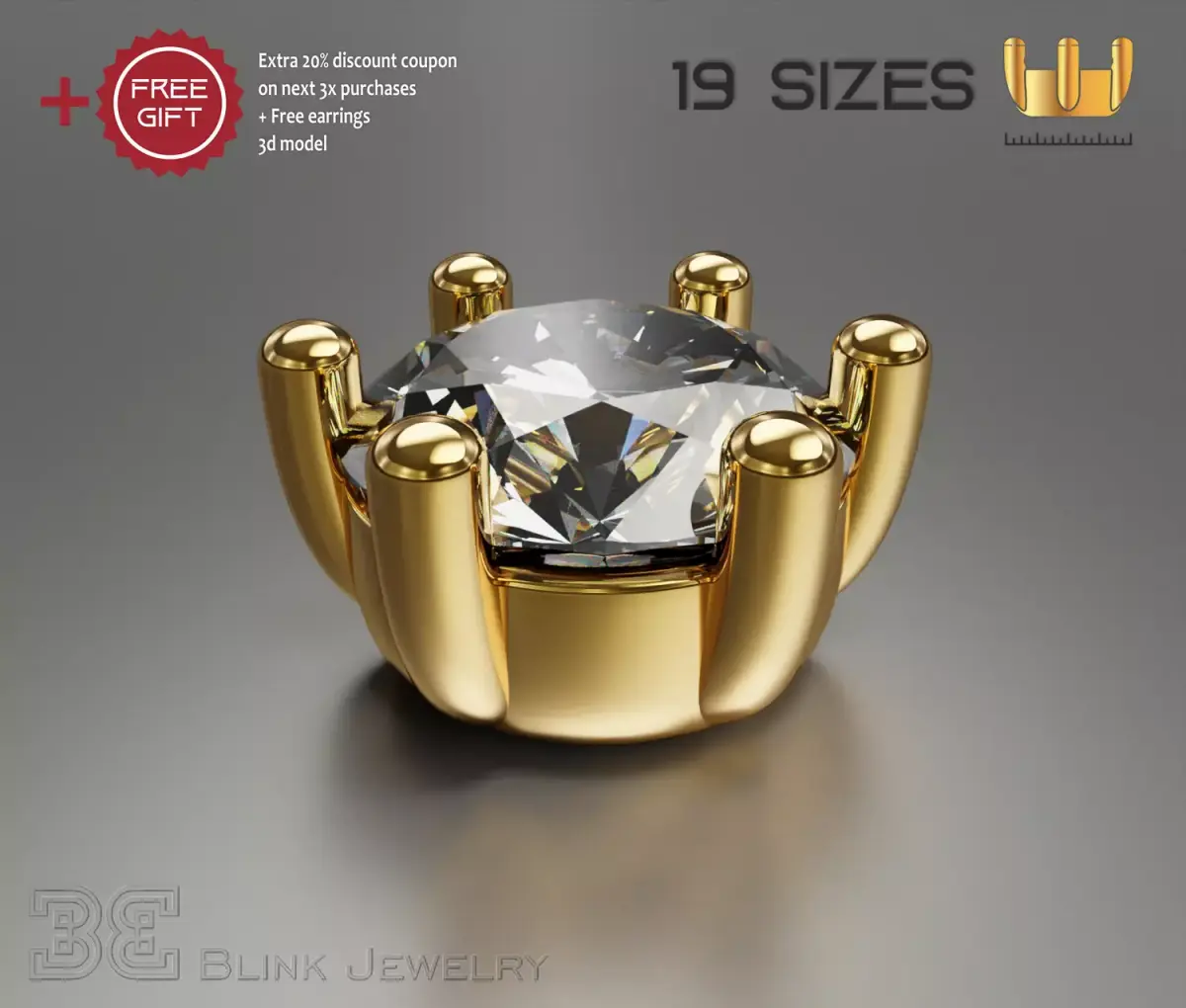 solitaire ring head engagement stud earrings package 3D print model